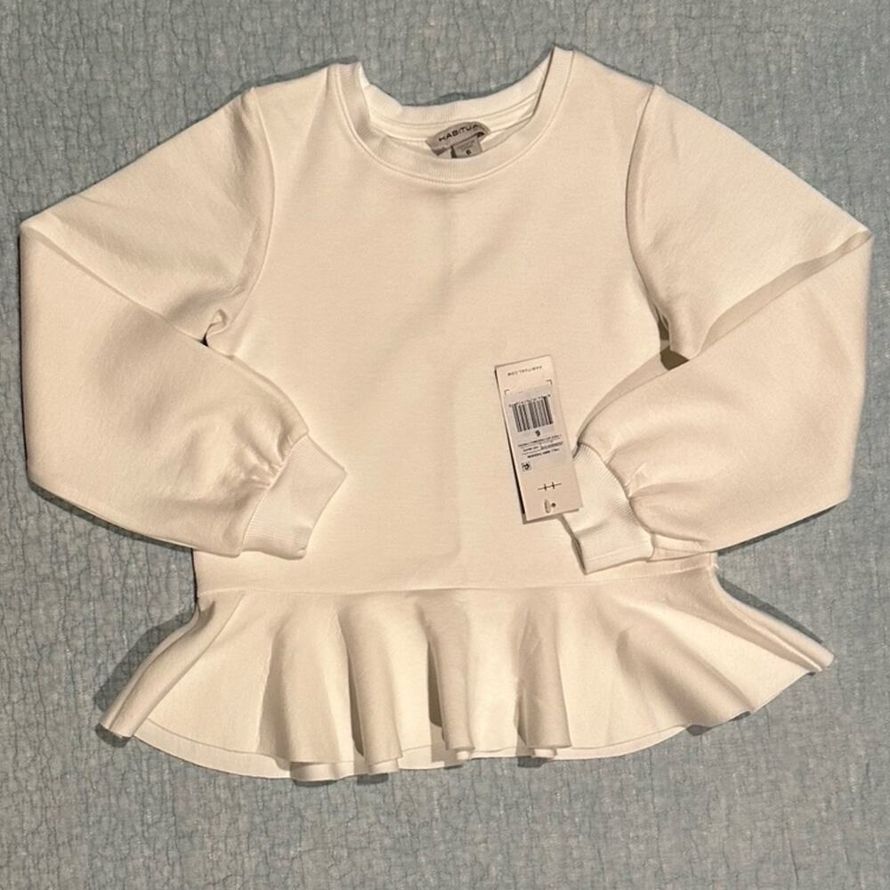 Girls Size 6 Habitual Kid White Long Sleeve Shirt